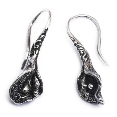 Alternate image for Darkened Floral-Shaped Sterling Silver Drop Earrings Blossom Enchantment