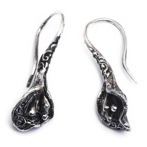 Alternate image for Darkened Floral-Shaped Sterling Silver Drop Earrings Blossom Enchantment