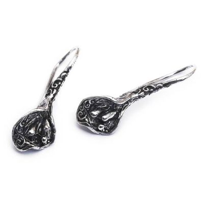 Alternate image for Darkened Floral-Shaped Sterling Silver Drop Earrings Blossom Enchantment