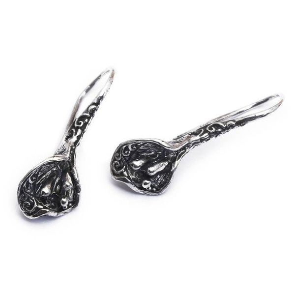 Alternate image for Darkened Floral-Shaped Sterling Silver Drop Earrings Blossom Enchantment