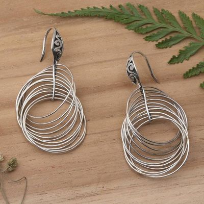 Alternate image for Silver Statement Earrings with Linked Multi-Hoop Design Endless Hoops