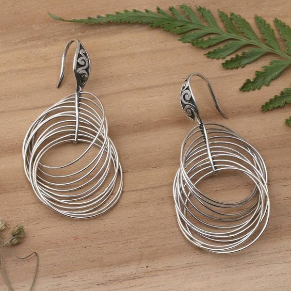 Alternate image for Silver Statement Earrings with Linked Multi-Hoop Design Endless Hoops