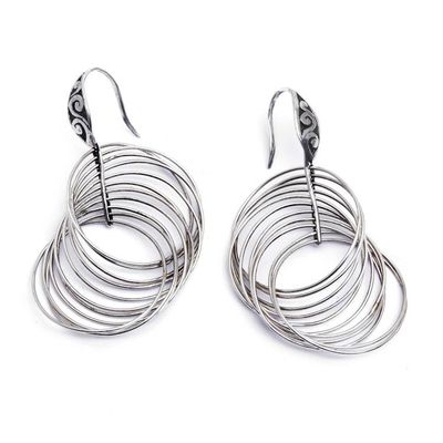 Alternate image for Silver Statement Earrings with Linked Multi-Hoop Design Endless Hoops