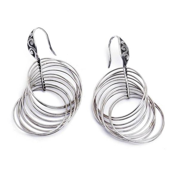 Alternate image for Silver Statement Earrings with Linked Multi-Hoop Design Endless Hoops