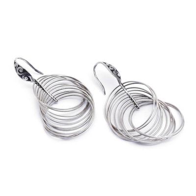 Alternate image for Silver Statement Earrings with Linked Multi-Hoop Design Endless Hoops