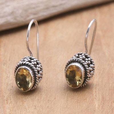 Alternate image for Sterling Silver Drop Earrings with One-Carat Citrine Gems Yellow Essence