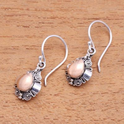 Alternate image for Drop-Shaped Gold-Accented Sterling Silver Dangle Earrings Tears of the Forest