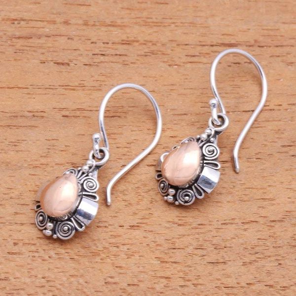 Alternate image for Drop-Shaped Gold-Accented Sterling Silver Dangle Earrings Tears of the Forest