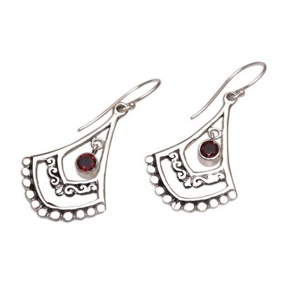 Alternate image for Garnet and Sterling Silver Dangle Earrings from Indonesia Crimson Fanfare