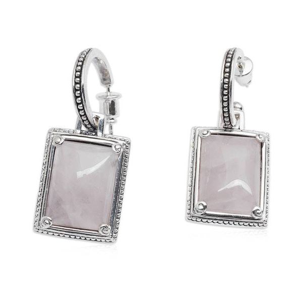 Alternate image for Classic-Inspired Rectangular Rose Quartz Dangle Earrings Tender Empress