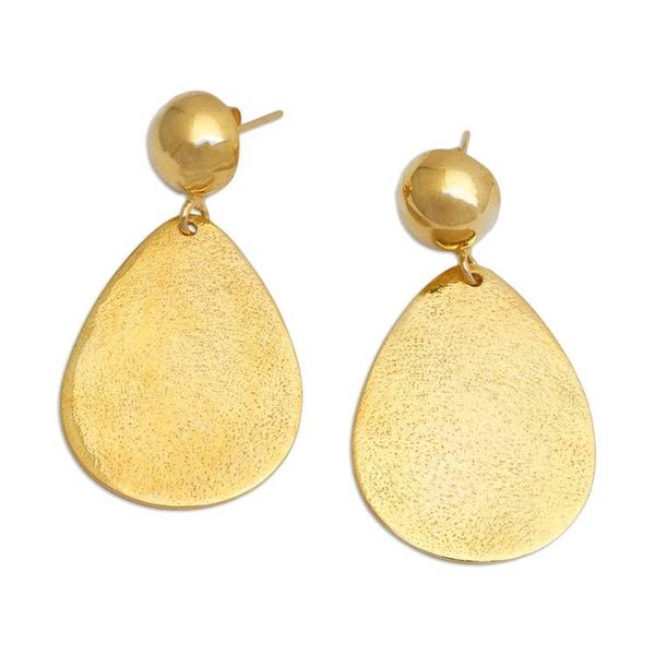 Alternate image for Pear-Shaped 18k Gold-Plated Brass Dangle Earrings from Bali Golden Reflection