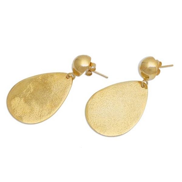 Alternate image for Pear-Shaped 18k Gold-Plated Brass Dangle Earrings from Bali Golden Reflection
