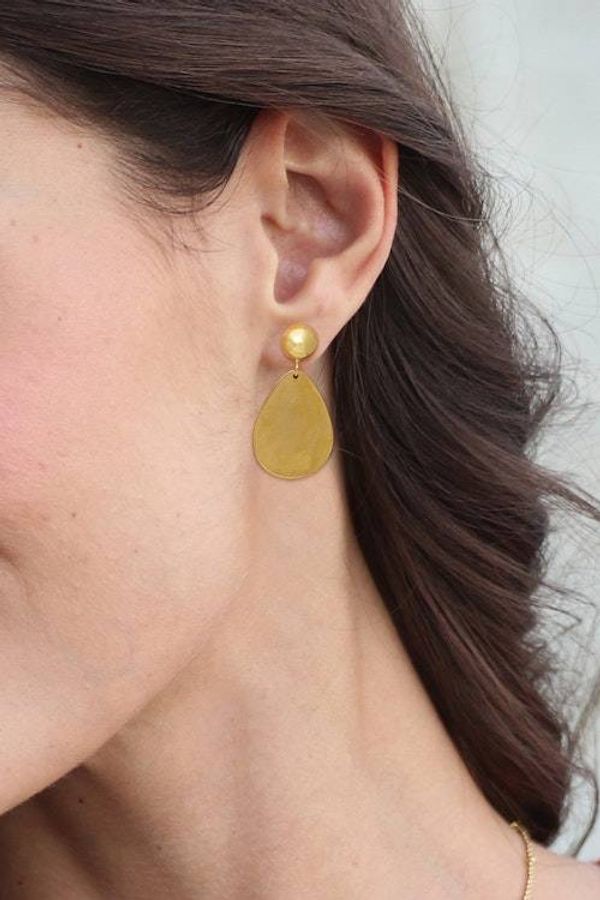 Alternate image for Pear-Shaped 18k Gold-Plated Brass Dangle Earrings from Bali Golden Reflection