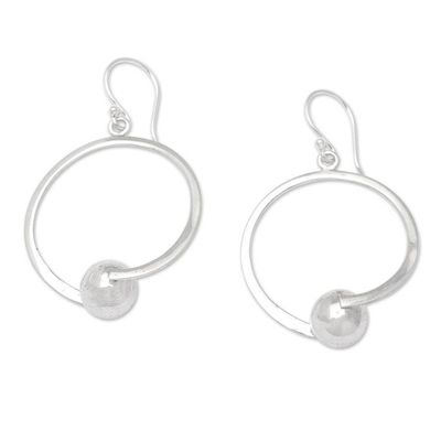 Alternate image for Polished Minimalist Round Sterling Silver Dangle Earrings World Balance