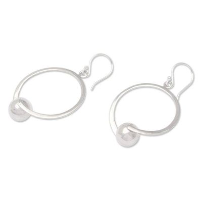 Alternate image for Polished Minimalist Round Sterling Silver Dangle Earrings World Balance