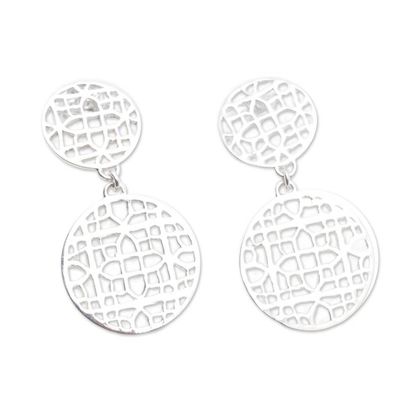 Alternate image for Sterling Silver Dangle Earrings in a High Polish Finish Radiant Nets