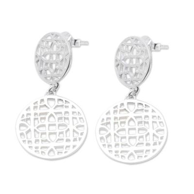 Alternate image for Sterling Silver Dangle Earrings in a High Polish Finish Radiant Nets