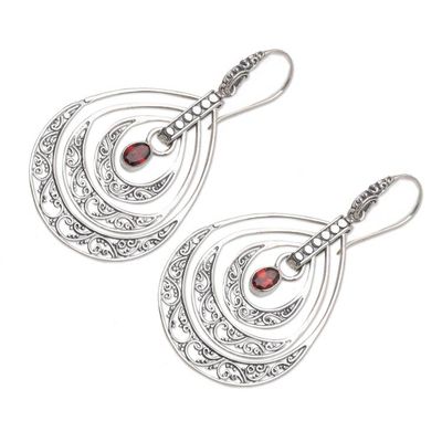 Alternate image for Artisan Crafted Garnet Dangle Earrings Party Gala in Red
