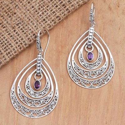 Primary image for Hand Made Amethyst Dangle Earrings from Bali Party Gala in Purple