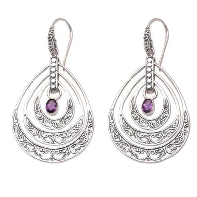 Alternate image for Hand Made Amethyst Dangle Earrings from Bali Party Gala in Purple