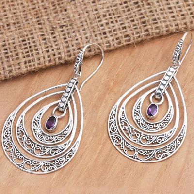 Alternate image for Hand Made Amethyst Dangle Earrings from Bali Party Gala in Purple