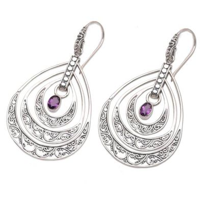 Alternate image for Hand Made Amethyst Dangle Earrings from Bali Party Gala in Purple