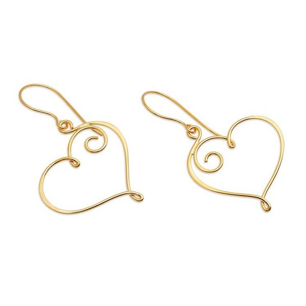 Alternate image for Hollow Heart-Themed 18k Gold-Plated Drop Earrings from Bali Wires of Love