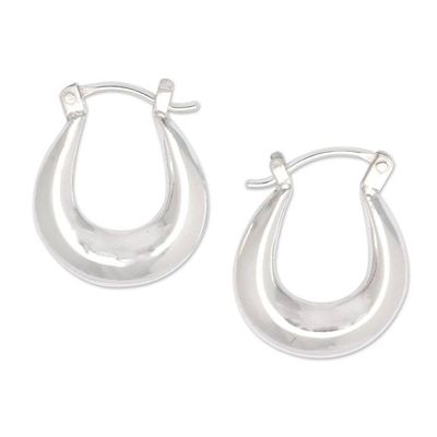 Alternate image for High-Polished Sterling Silver Hoop Earrings from Bali Superb Auras