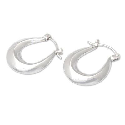 Alternate image for High-Polished Sterling Silver Hoop Earrings from Bali Superb Auras