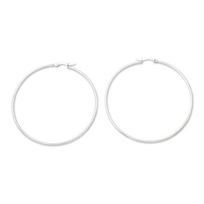 Alternate image for High-Polished Modern Round Sterling Silver Hoop Earrings My Nimbus