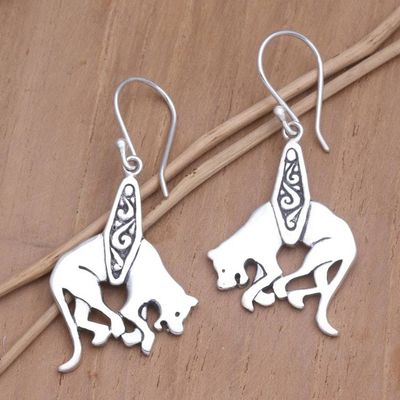 Alternate image for Sterling Silver Dangle Earrings with Dog Motif Entangled Pup