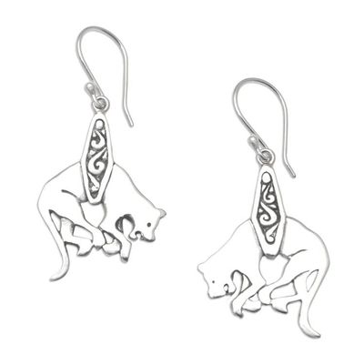 Alternate image for Sterling Silver Dangle Earrings with Dog Motif Entangled Pup