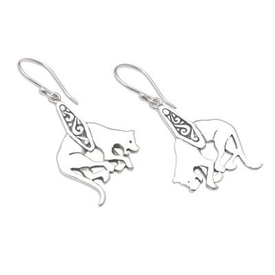 Alternate image for Sterling Silver Dangle Earrings with Dog Motif Entangled Pup
