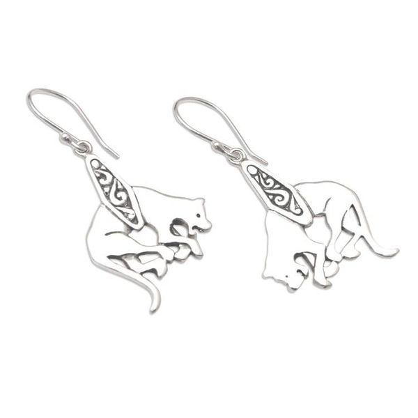 Alternate image for Sterling Silver Dangle Earrings with Dog Motif Entangled Pup