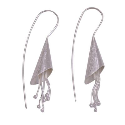 Alternate image for Conical Sterling Silver Drop Earrings from Bali Flower Cones