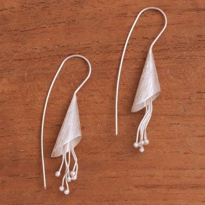 Alternate image for Conical Sterling Silver Drop Earrings from Bali Flower Cones