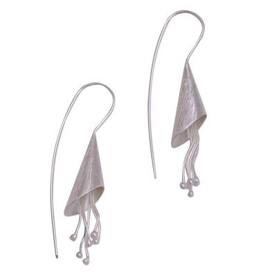 Alternate image for Conical Sterling Silver Drop Earrings from Bali Flower Cones