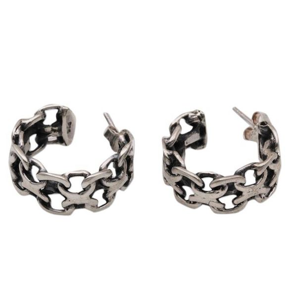 Alternate image for Artisan Crafted Sterling Silver Balinese Half-Hoop Earrings Intricate Chain