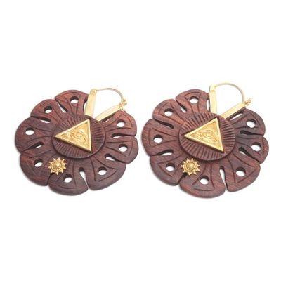 Alternate image for Eye of Providence Gold Accented Wood Earrings Eye of Providence