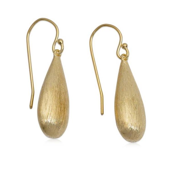 Alternate image for Gold-Plated Drop-Shaped Earrings with Brushed-Satin Finish The Immortal Splendor