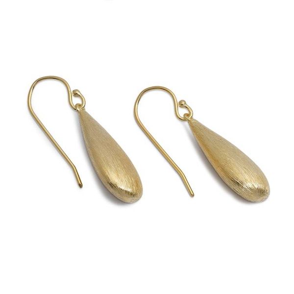 Alternate image for Gold-Plated Drop-Shaped Earrings with Brushed-Satin Finish The Immortal Splendor