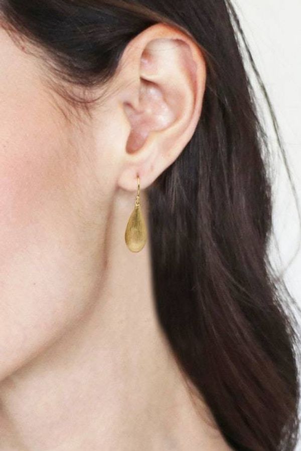 Alternate image for Gold-Plated Drop-Shaped Earrings with Brushed-Satin Finish The Immortal Splendor