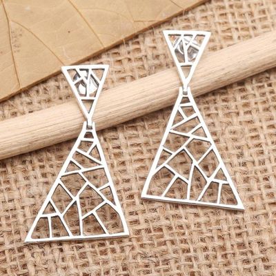 Primary image for Sterling Silver Triangular Dangle Earrings Broken Window