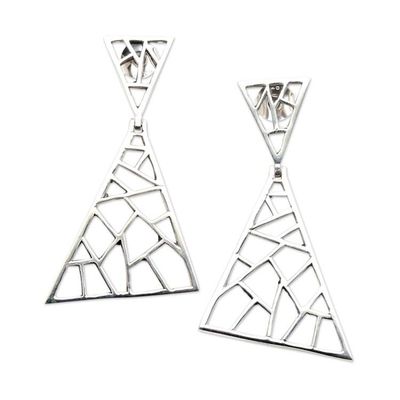 Alternate image for Sterling Silver Triangular Dangle Earrings Broken Window