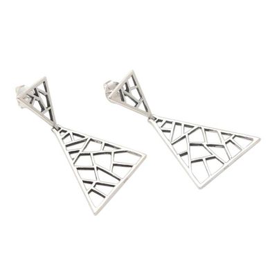 Alternate image for Sterling Silver Triangular Dangle Earrings Broken Window