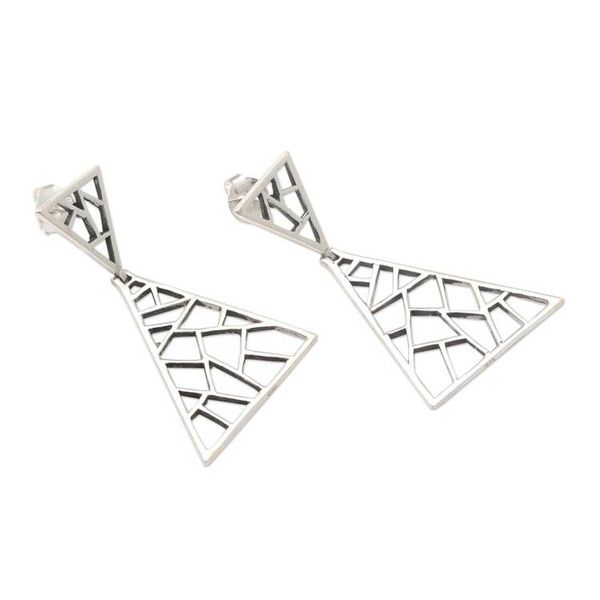 Alternate image for Sterling Silver Triangular Dangle Earrings Broken Window