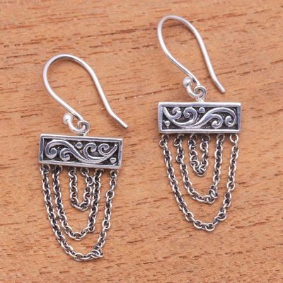 Primary image for Sterling Silver Dangle Earrings with Chain from Bali Traditional Chain