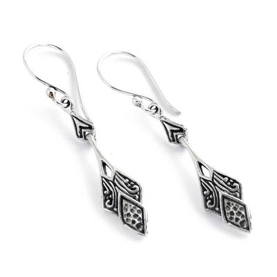 Alternate image for Folk Art-Inspired Lotus Sterling Silver Dangle Earrings Elite Lotus