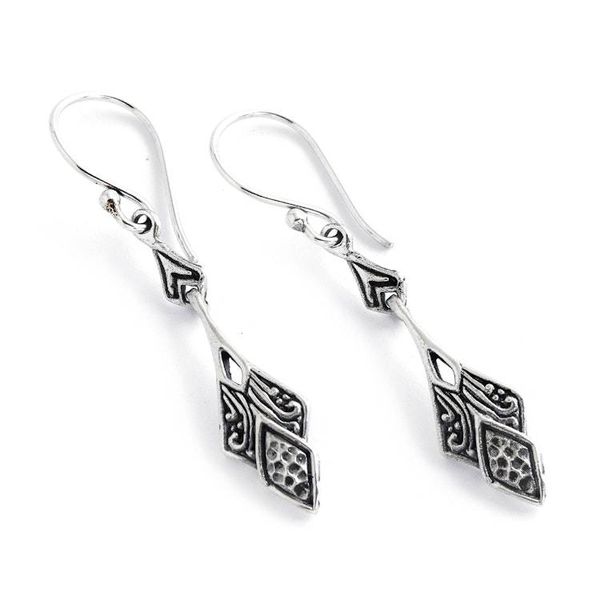 Alternate image for Folk Art-Inspired Lotus Sterling Silver Dangle Earrings Elite Lotus