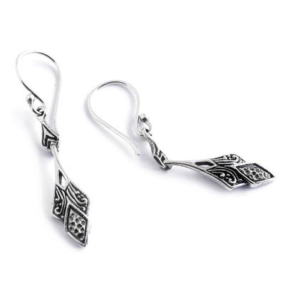 Alternate image for Folk Art-Inspired Lotus Sterling Silver Dangle Earrings Elite Lotus